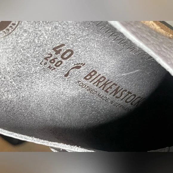 Birkenstock Pebble Gray Leather Clogs - Picture 7 of 11